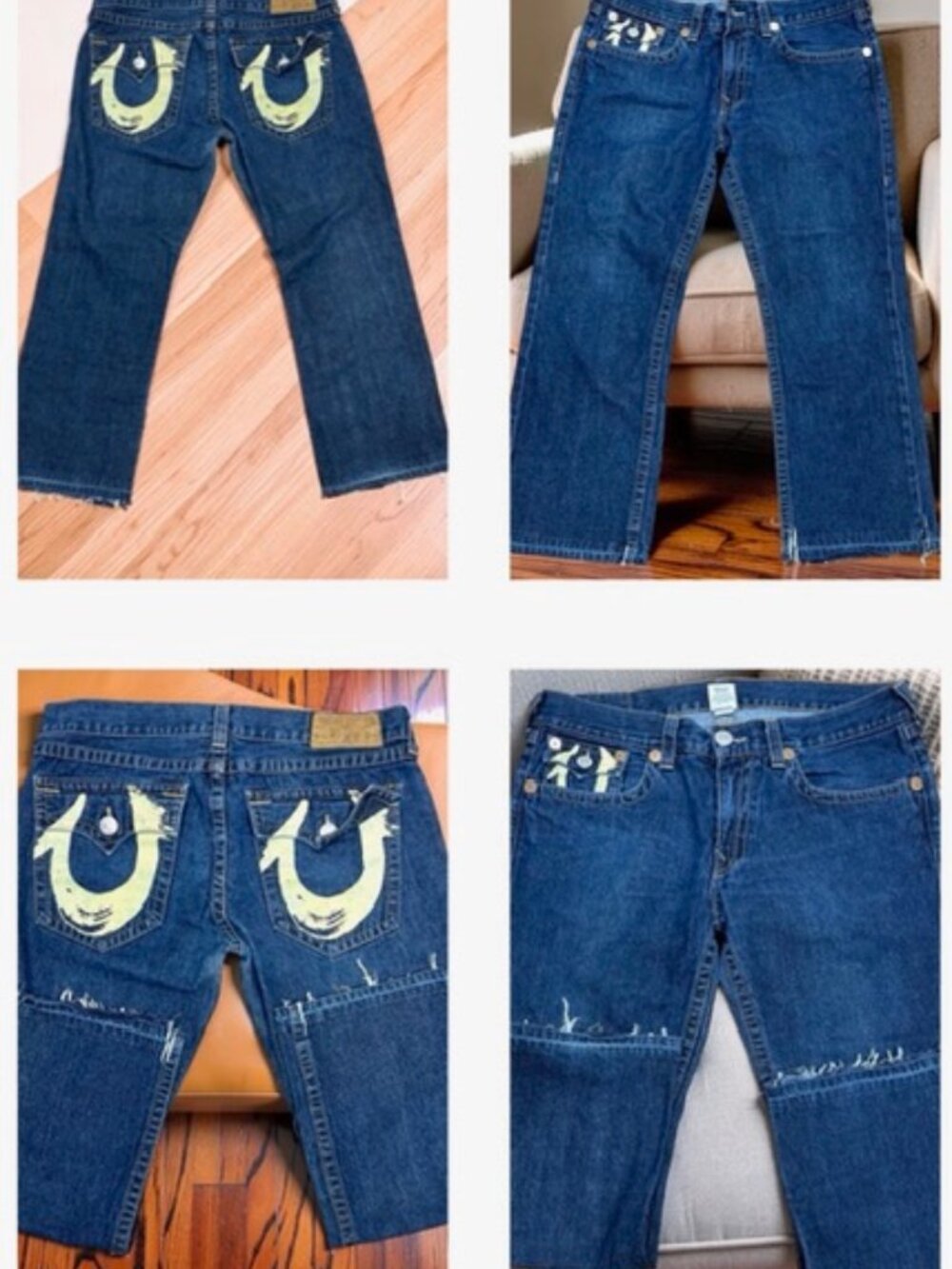 Y2K Baggy USA Made True Religion Men Blue Jeans 38" (Fit 40"x29") Raw Legs(84) - Picture 13 of 15